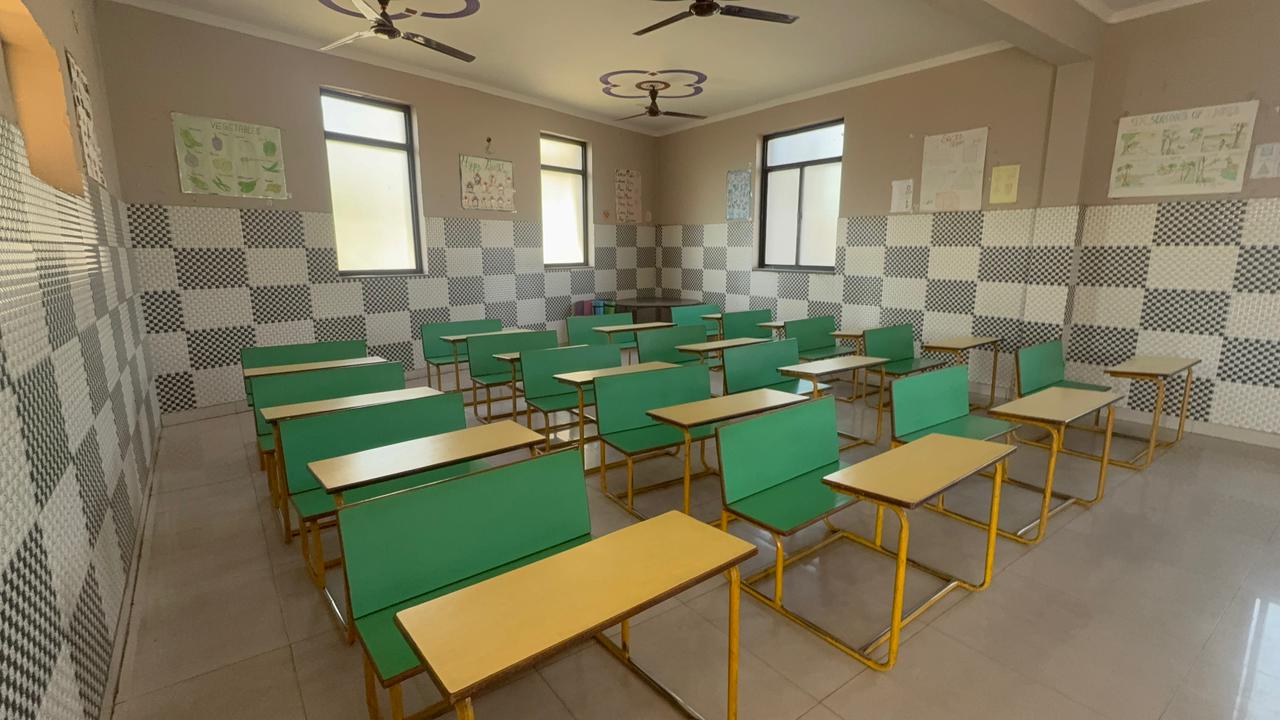 Bright and colorful primary classroom setup