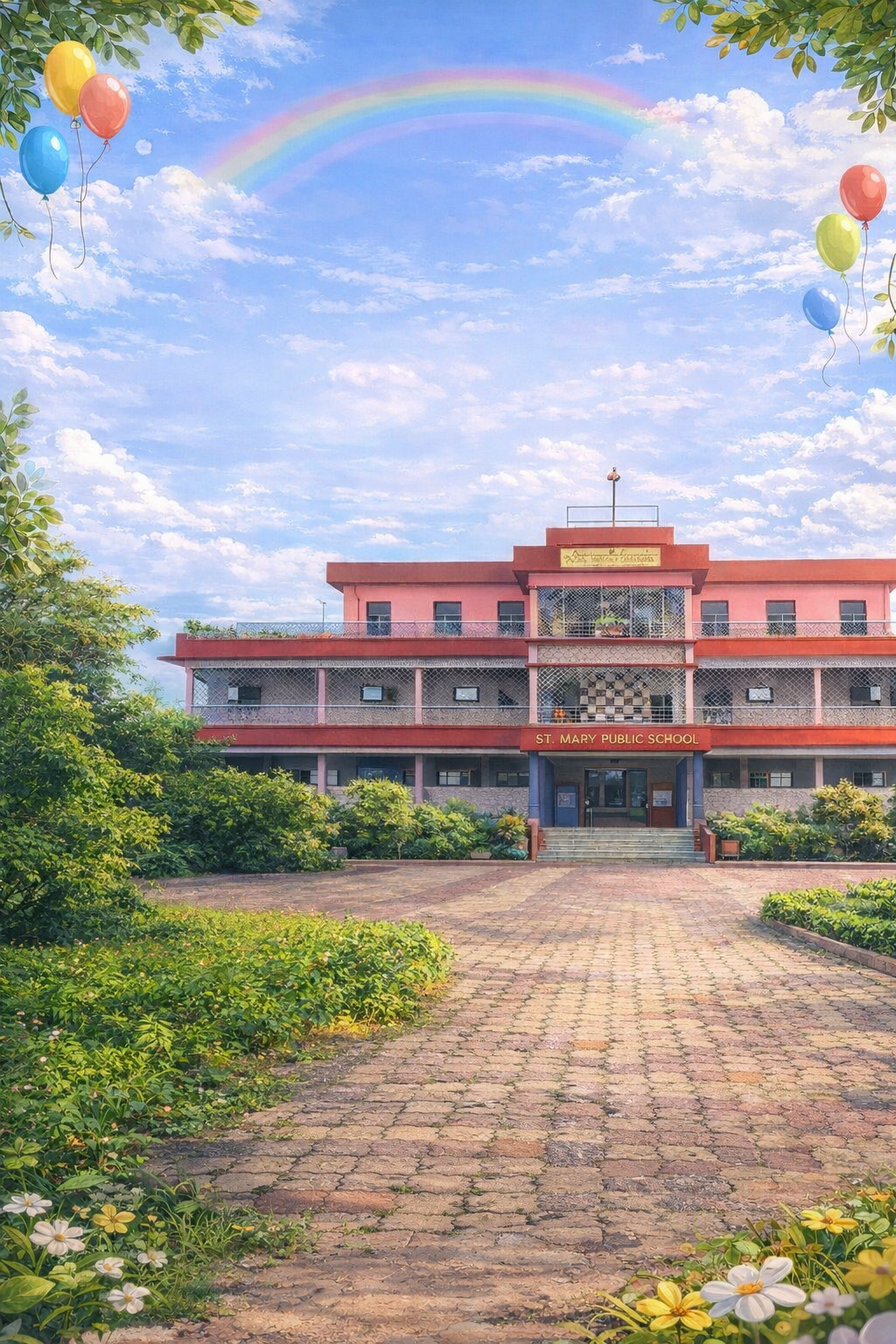 Beautiful artistic view of St. Mary Public School building